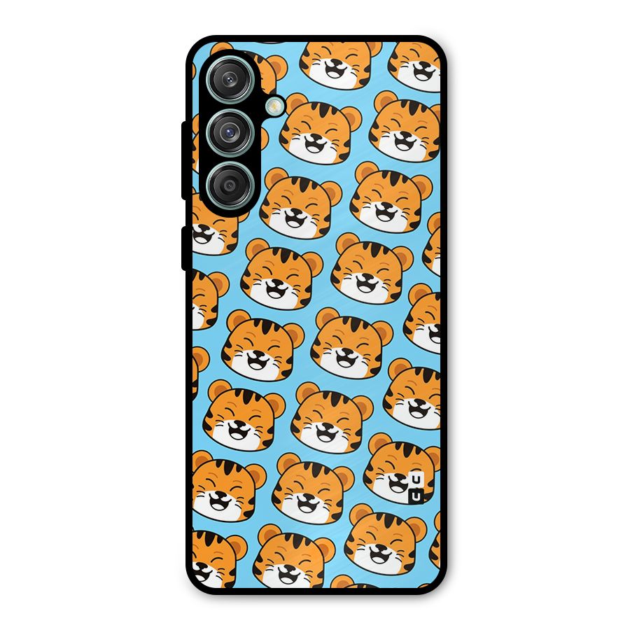 Happy Kitten Pattern Metal Back Case for Galaxy M55 5G