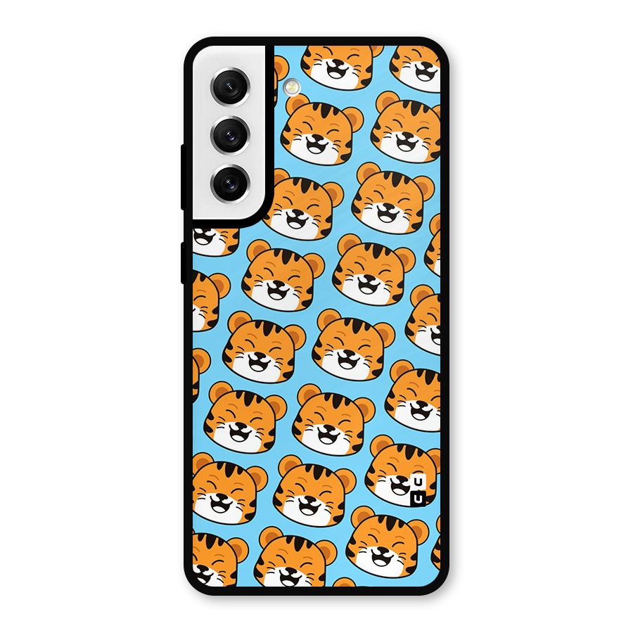 Happy Kitten Pattern Metal Back Case for Galaxy S21 FE 5G