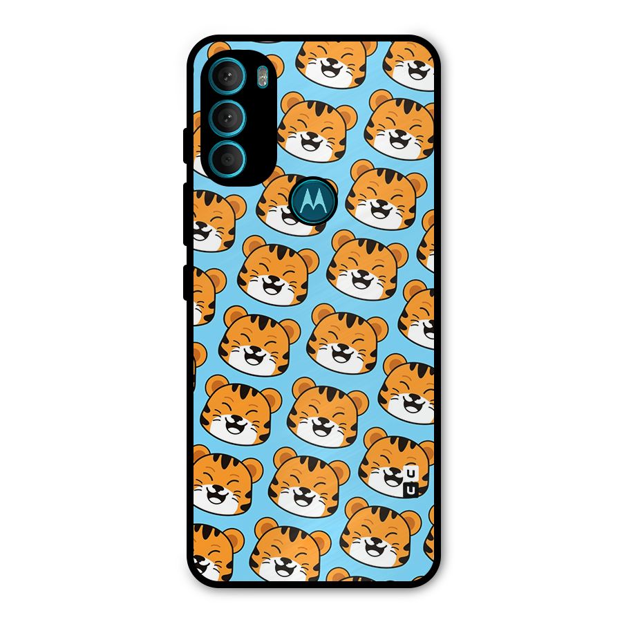 Happy Kitten Pattern Metal Back Case for Moto G71 5G