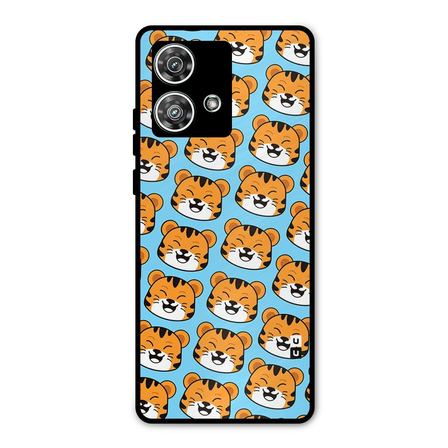 Happy Kitten Pattern Metal Back Case for Motorola Edge 40 Neo