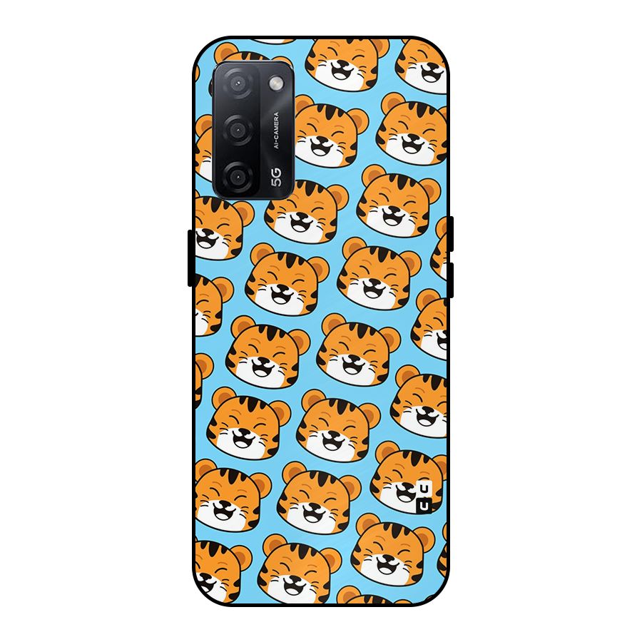 Happy Kitten Pattern Metal Back Case for Oppo A53s 5G