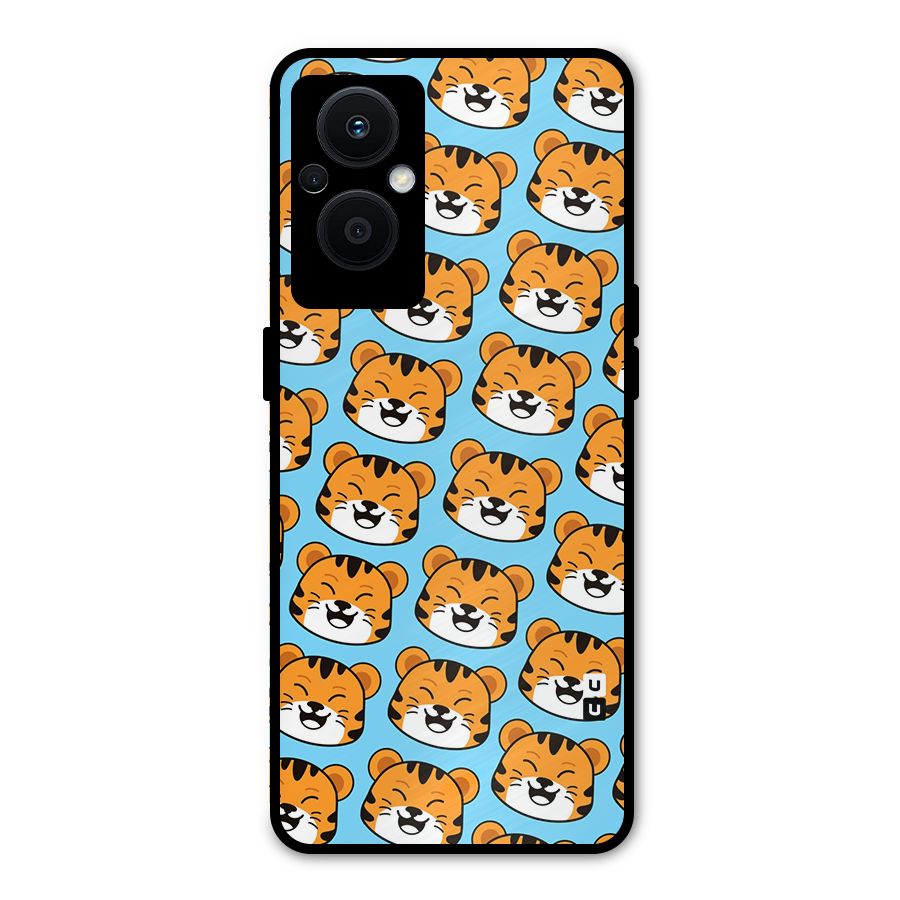 Happy Kitten Pattern Metal Back Case for Oppo F21 Pro 5G