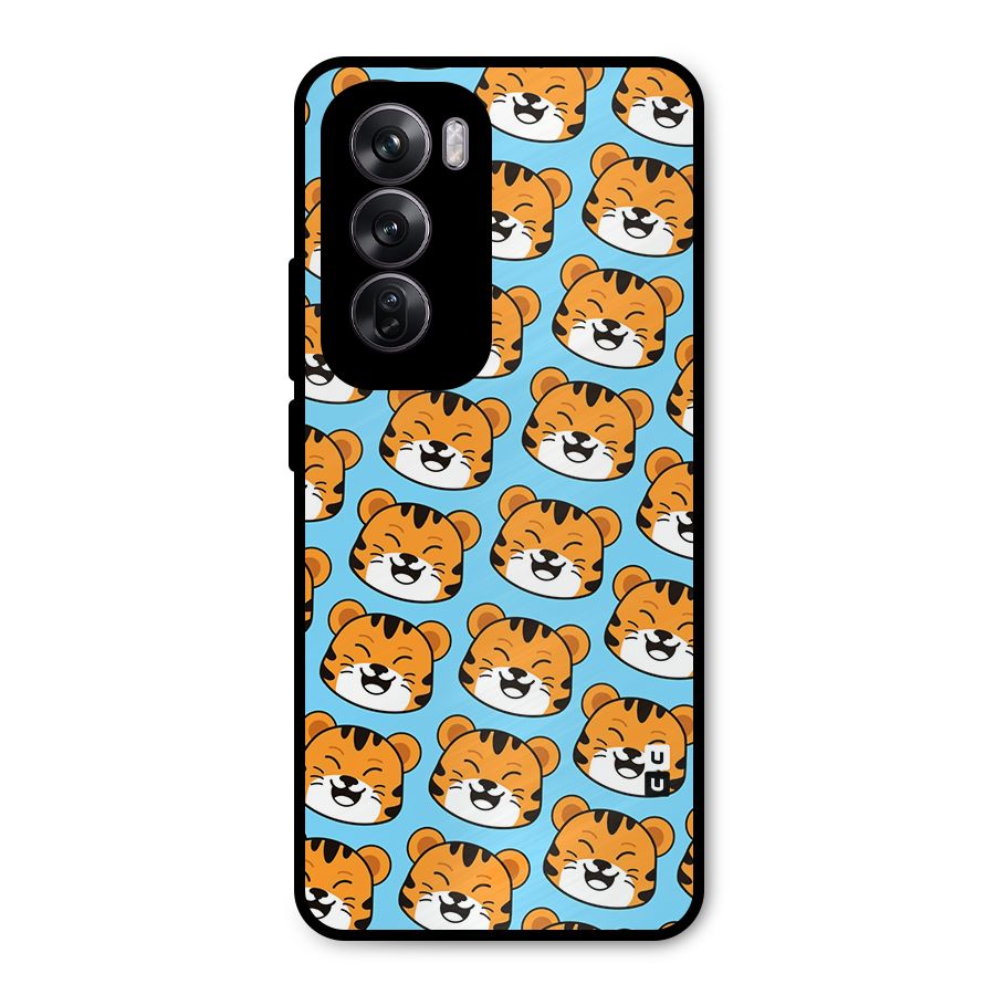 Happy Kitten Pattern Metal Back Case for Oppo Reno12 Pro