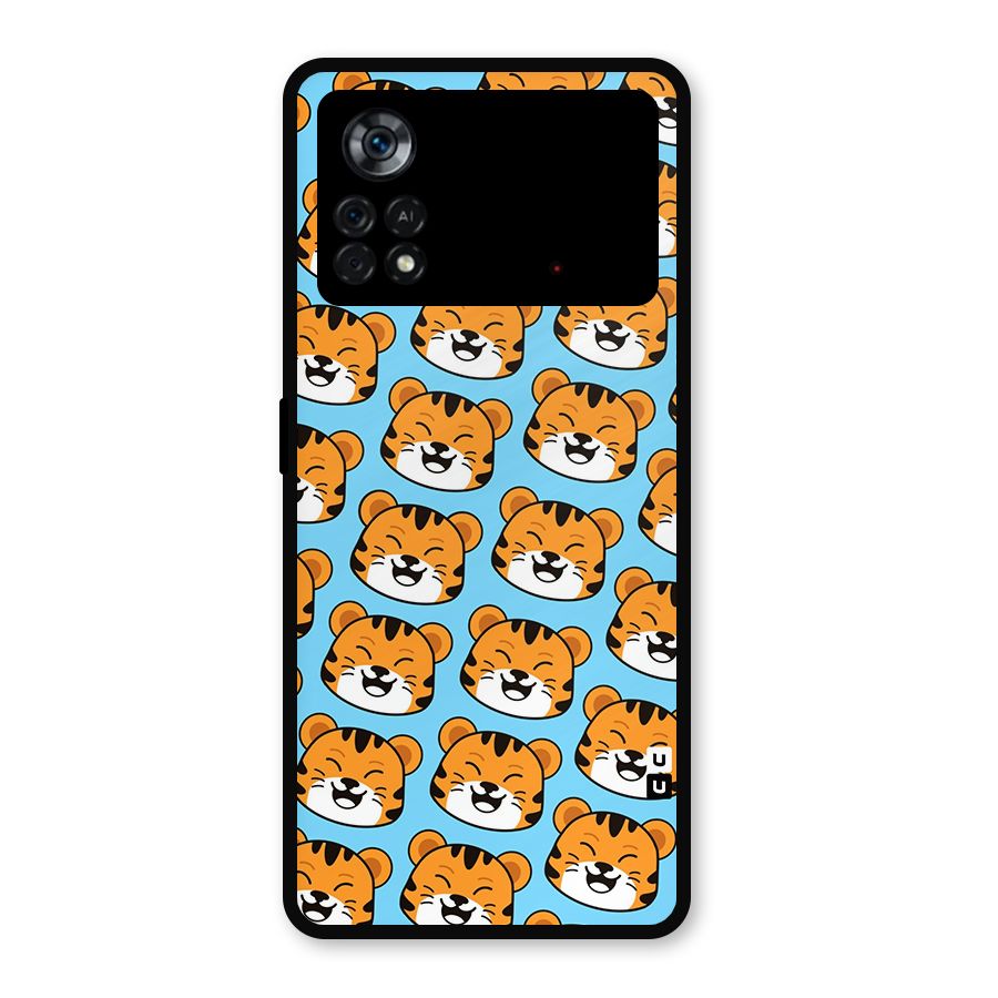 Happy Kitten Pattern Metal Back Case for Poco X4 Pro 5G