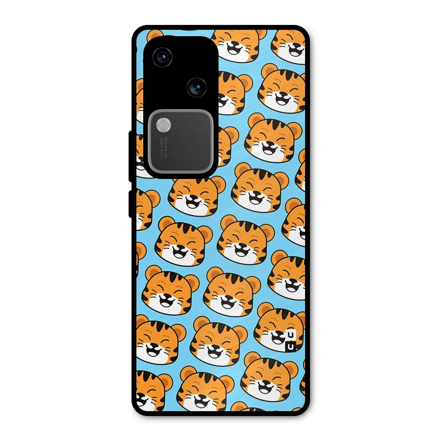 Happy Kitten Pattern Metal Back Case for Vivo V30 Pro