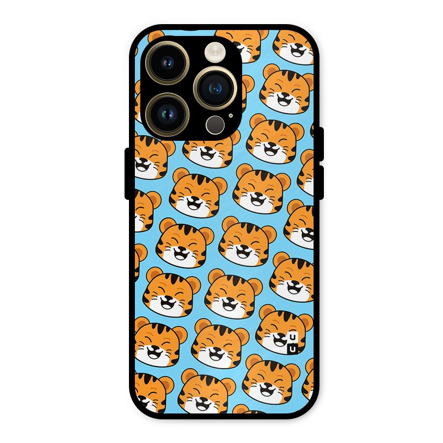 Happy Kitten Pattern Metal Back Case for iPhone 14 Pro