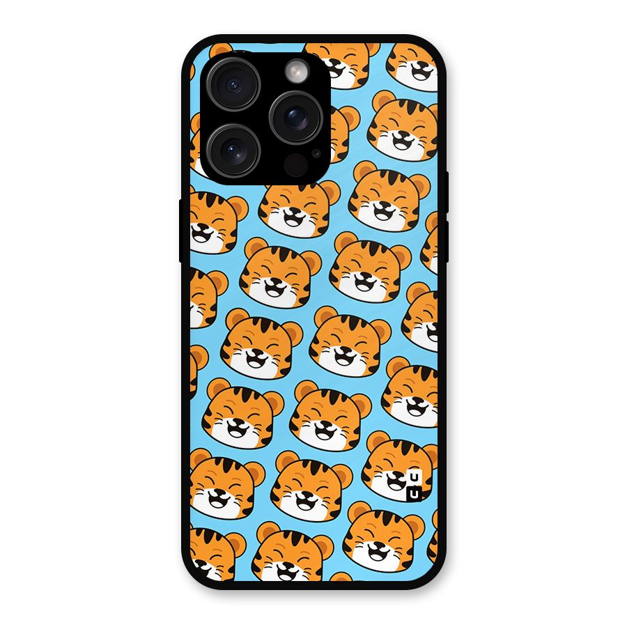 Happy Kitten Pattern Metal Back Case for iPhone 15 Pro Max