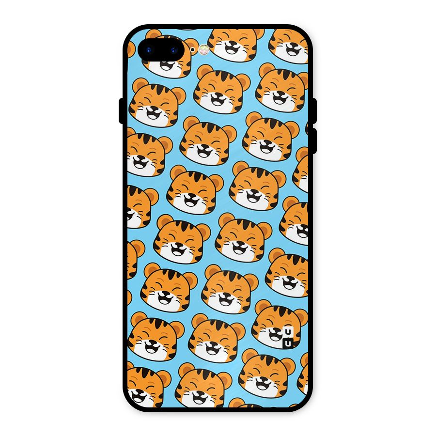 Happy Kitten Pattern Metal Back Case for iPhone 8 Plus