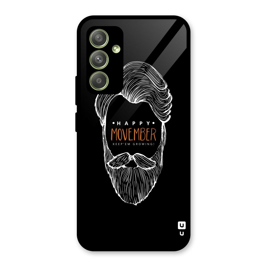 Happy Movember Black Glass Back Case for Galaxy A54