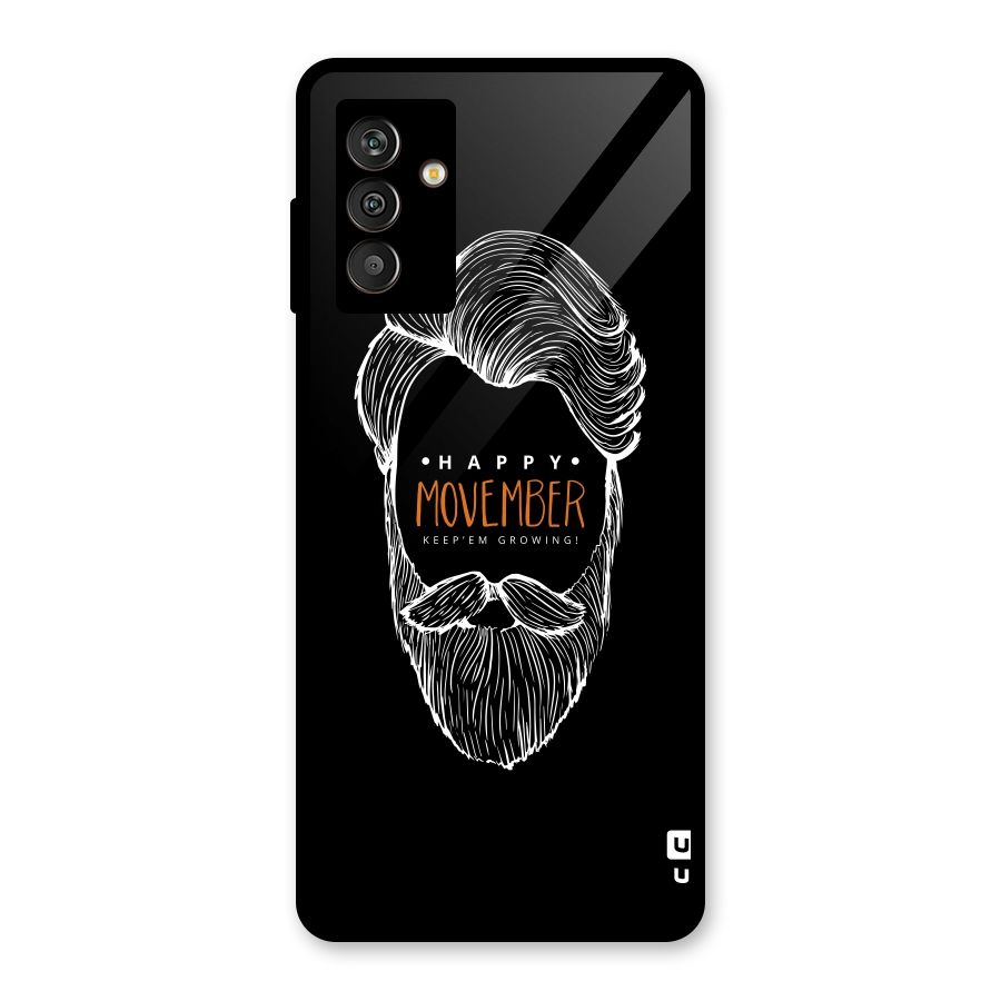Happy Movember Black Glass Back Case for Galaxy M13