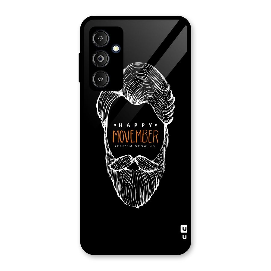 Happy Movember Black Glass Back Case for Galaxy M14 5G
