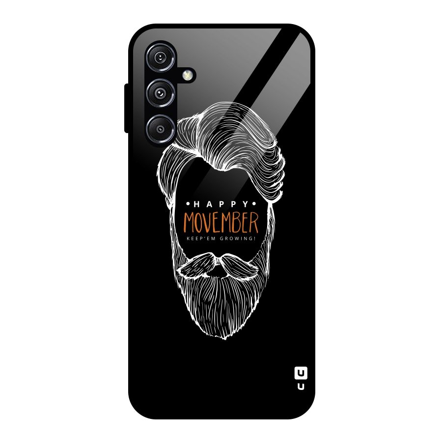 Happy Movember Black Glass Back Case for Galaxy M34 5G