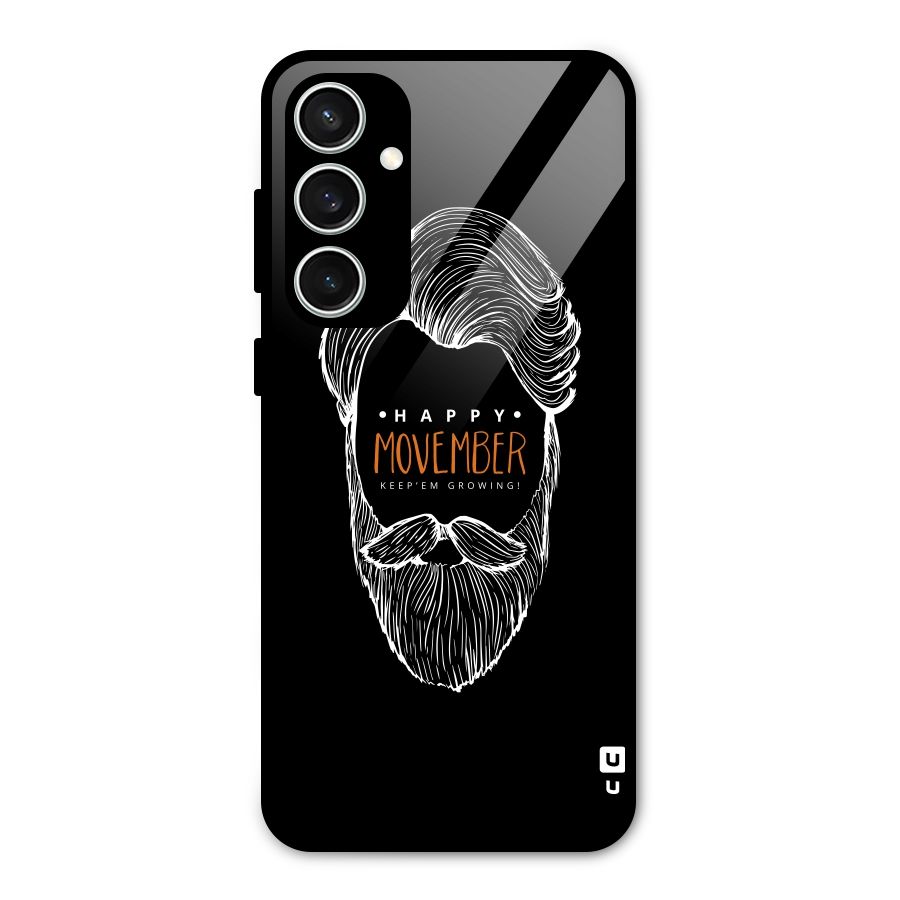 Happy Movember Black Glass Back Case for Galaxy S23 FE
