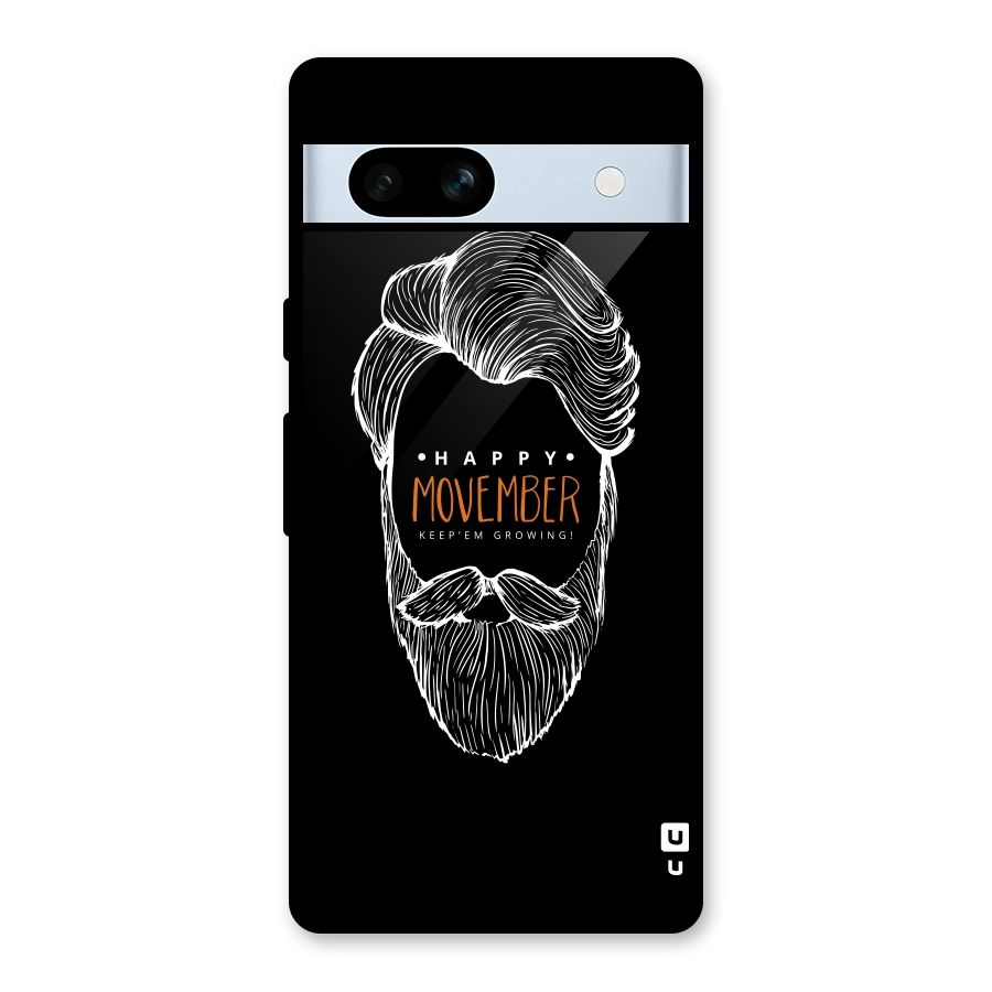 Happy Movember Black Glass Back Case for Google Pixel 7a