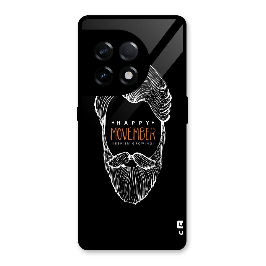 Happy Movember Black Glass Back Case for OnePlus 11R