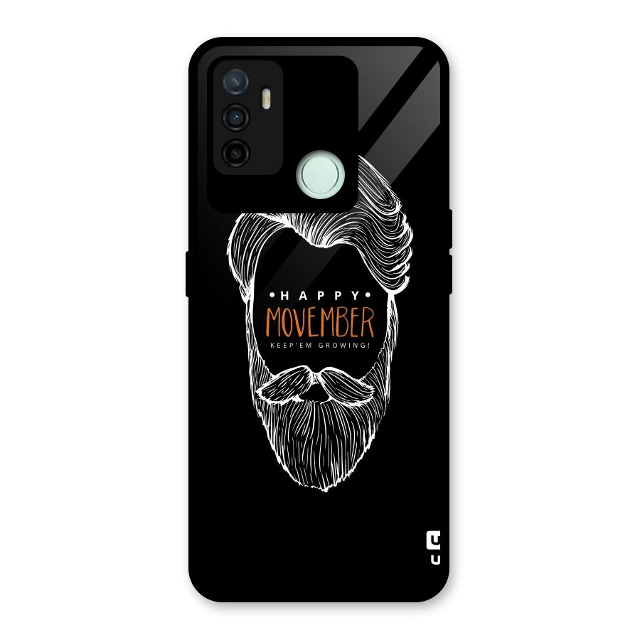 Happy Movember Black Glass Back Case for Oppo A53