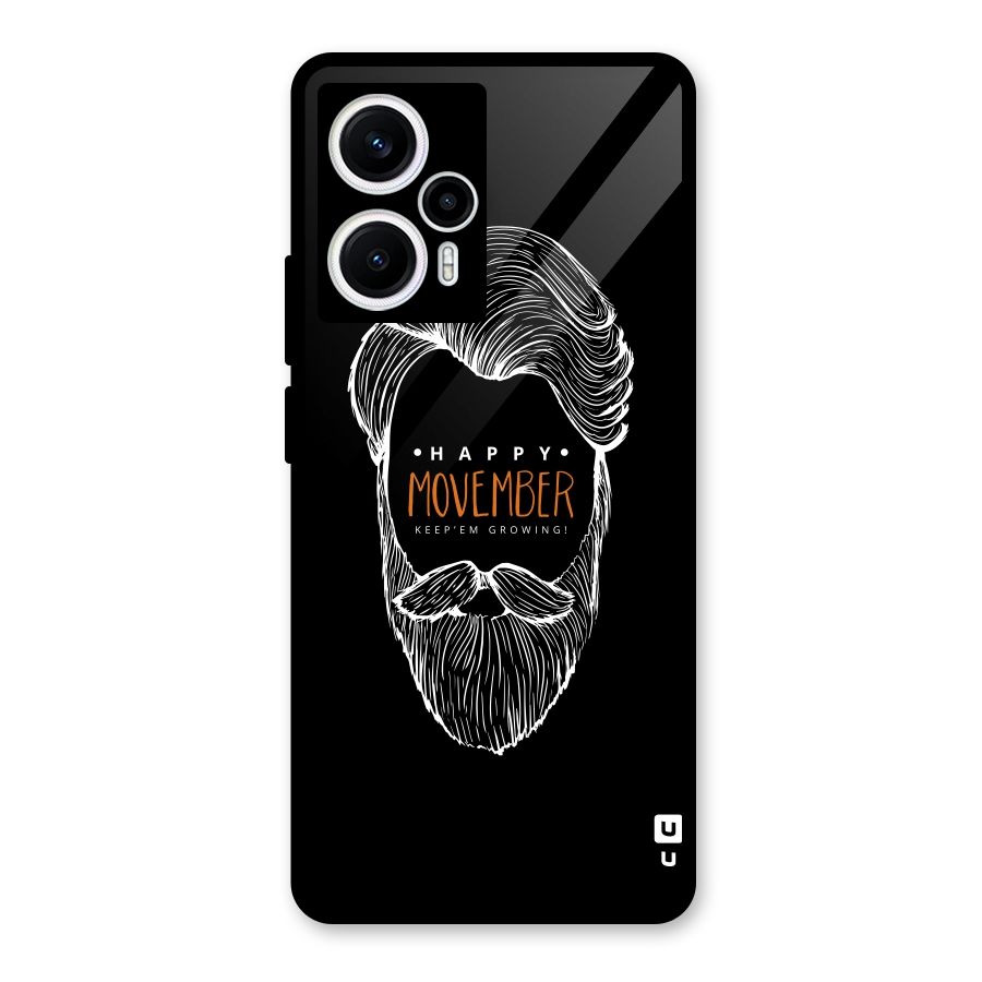 Happy Movember Black Glass Back Case for Poco F5