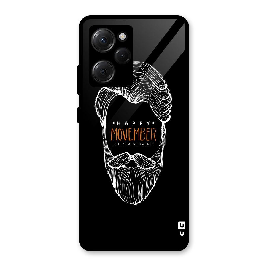 Happy Movember Black Glass Back Case for Poco X5 Pro