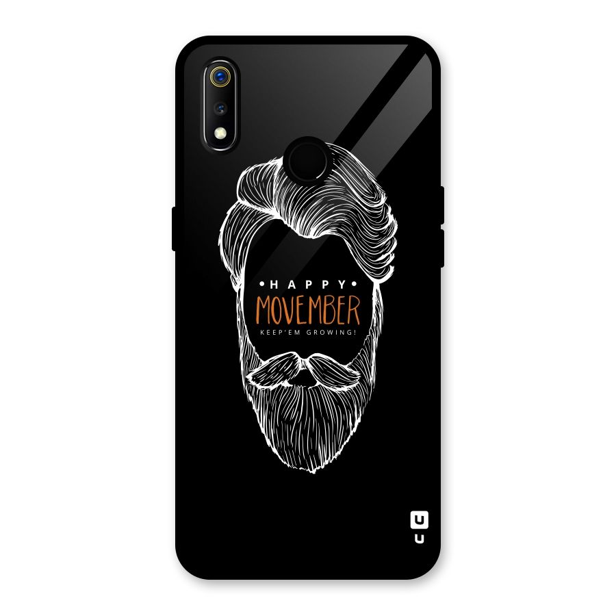 Happy Movember Black Glass Back Case for Realme 3