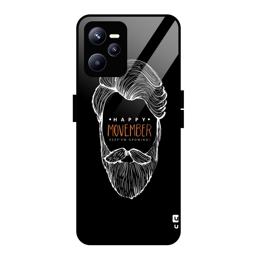 Happy Movember Black Glass Back Case for Realme C35