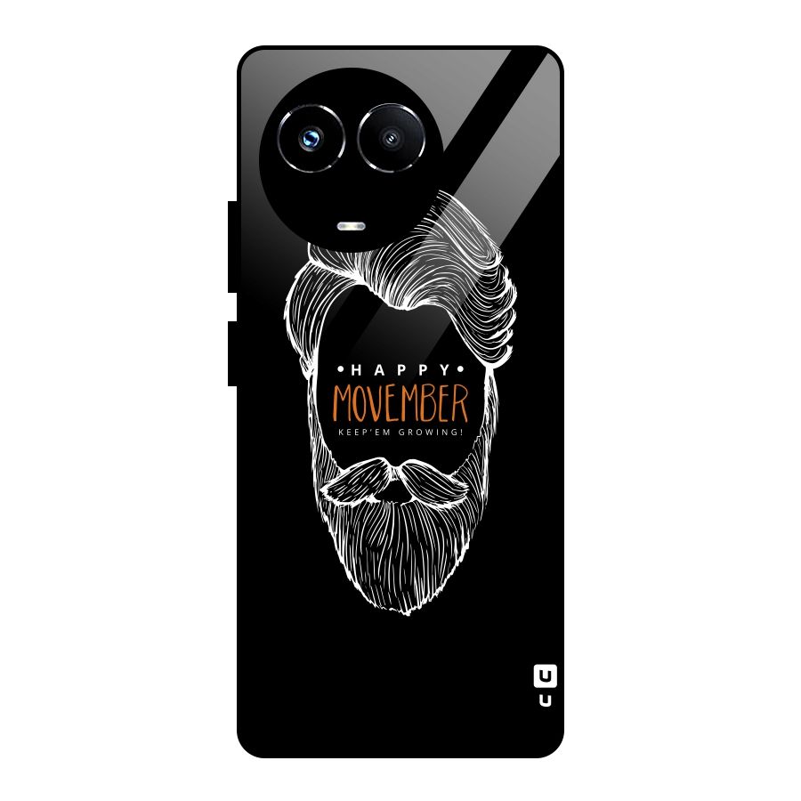 Happy Movember Black Glass Back Case for Realme Narzo 60X