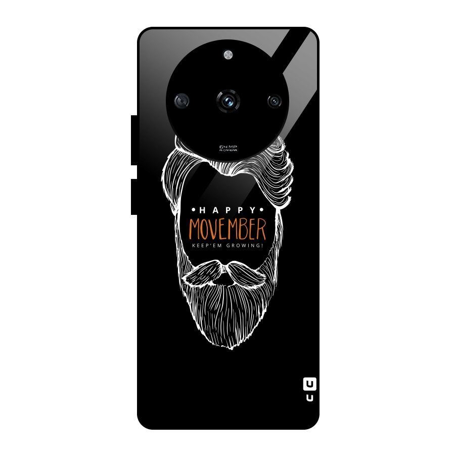 Happy Movember Black Glass Back Case for Realme Narzo 60 5G