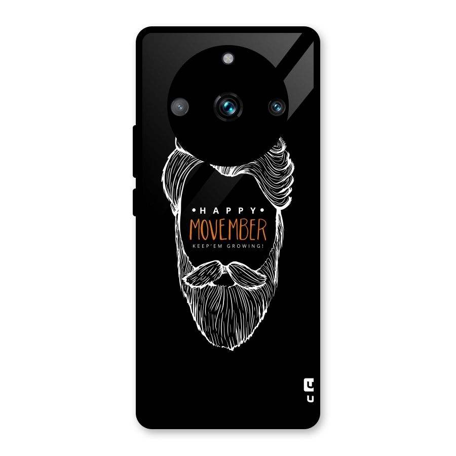 Happy Movember Black Glass Back Case for Realme Narzo 60 Pro