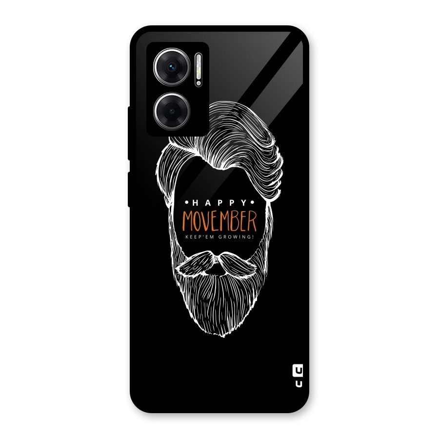 Happy Movember Black Glass Back Case for Redmi 11 Prime 5G