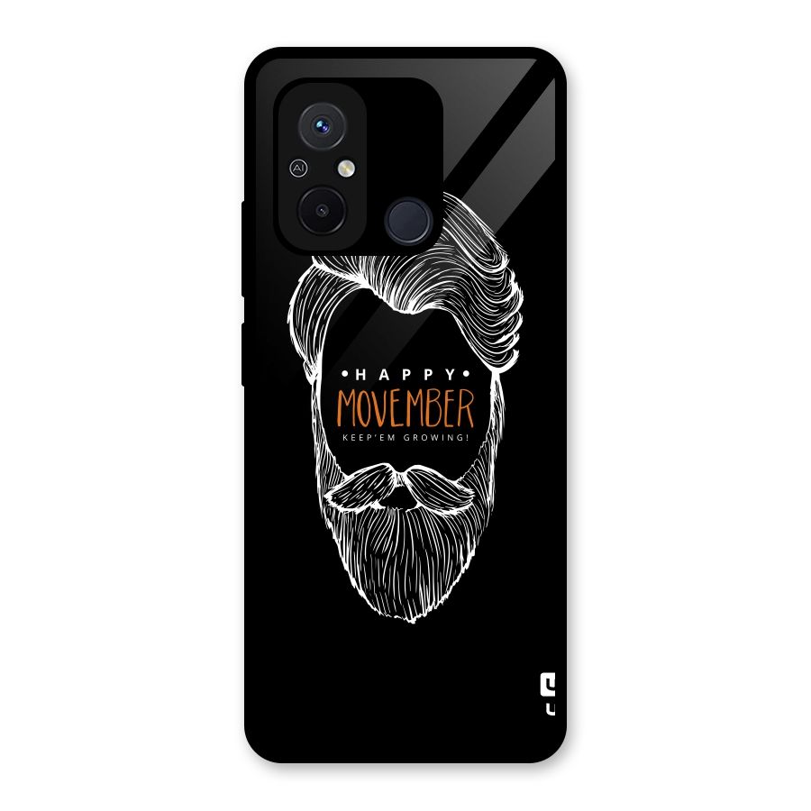 Happy Movember Black Glass Back Case for Redmi 12C