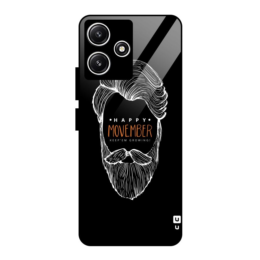 Happy Movember Black Glass Back Case for Redmi 12 5G