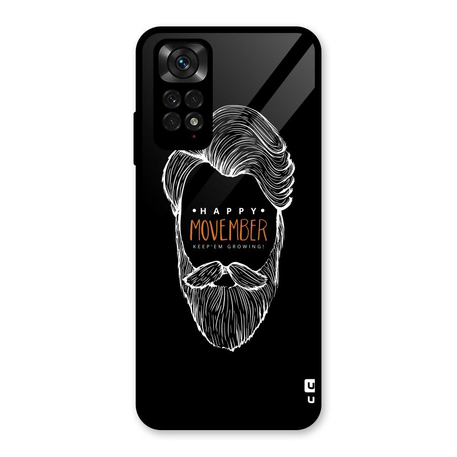 Happy Movember Black Glass Back Case for Redmi Note 11S