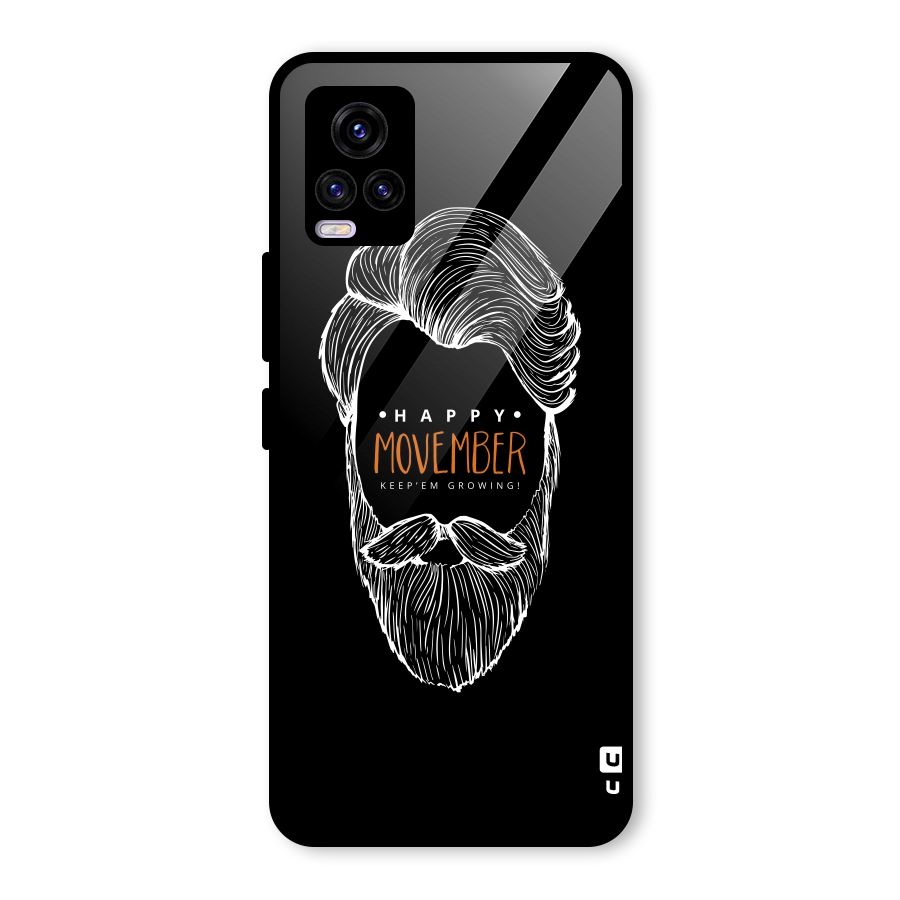 Happy Movember Black Glass Back Case for Vivo V20 2021