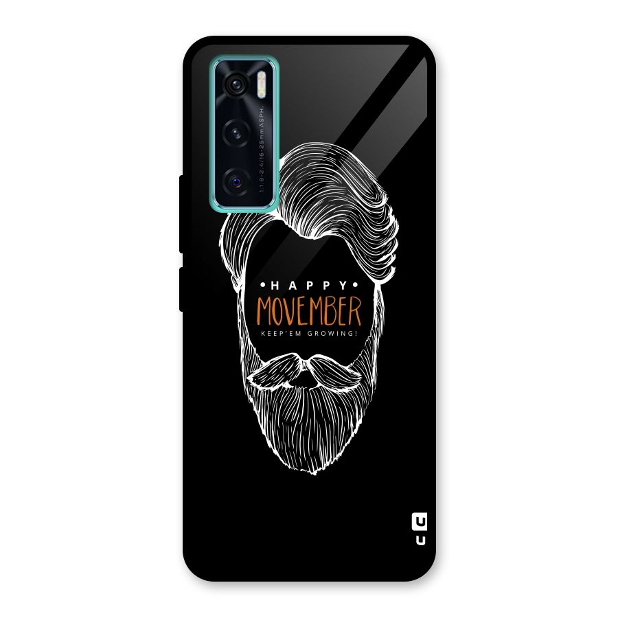Happy Movember Black Glass Back Case for Vivo V20 SE
