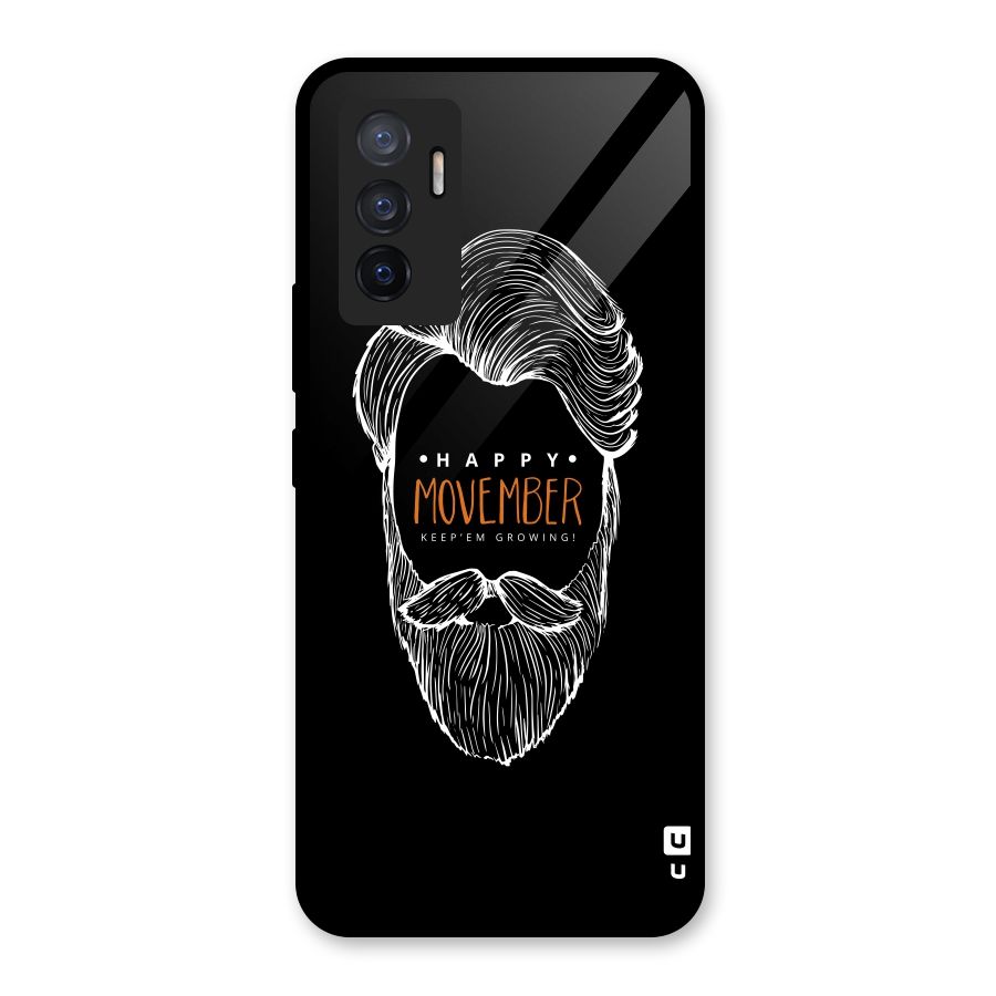 Happy Movember Black Glass Back Case for Vivo V23e