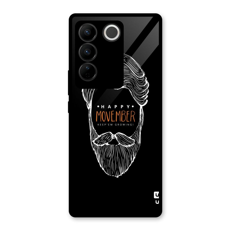 Happy Movember Black Glass Back Case for Vivo V27