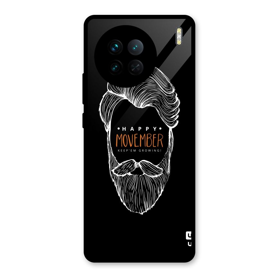 Happy Movember Black Glass Back Case for Vivo X90