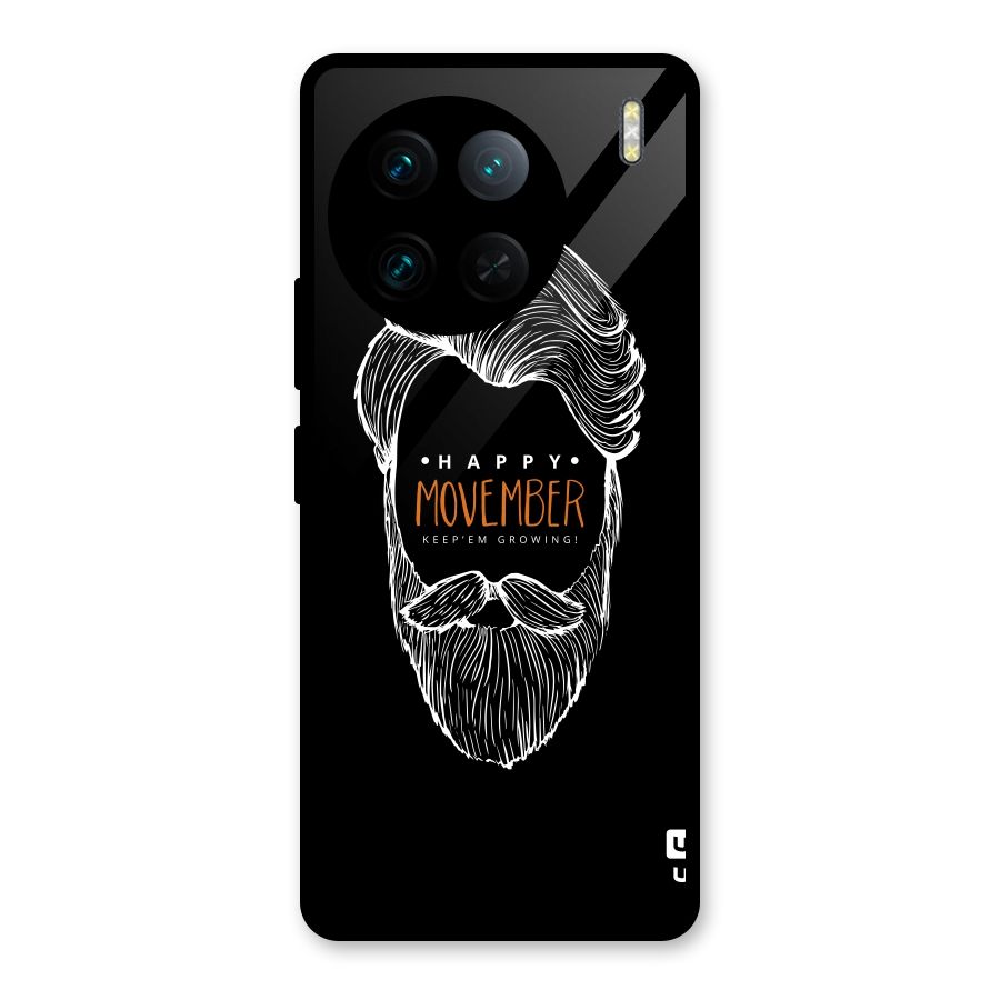 Happy Movember Black Glass Back Case for Vivo X90 Pro