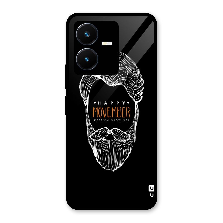 Happy Movember Black Glass Back Case for Vivo Y22s