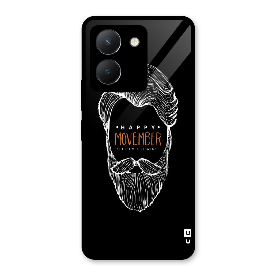 Happy Movember Black Glass Back Case for Vivo Y36