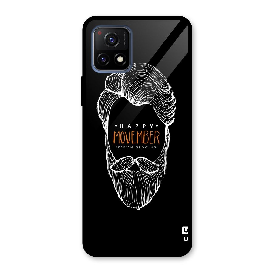 Happy Movember Black Glass Back Case for Vivo Y72 5G