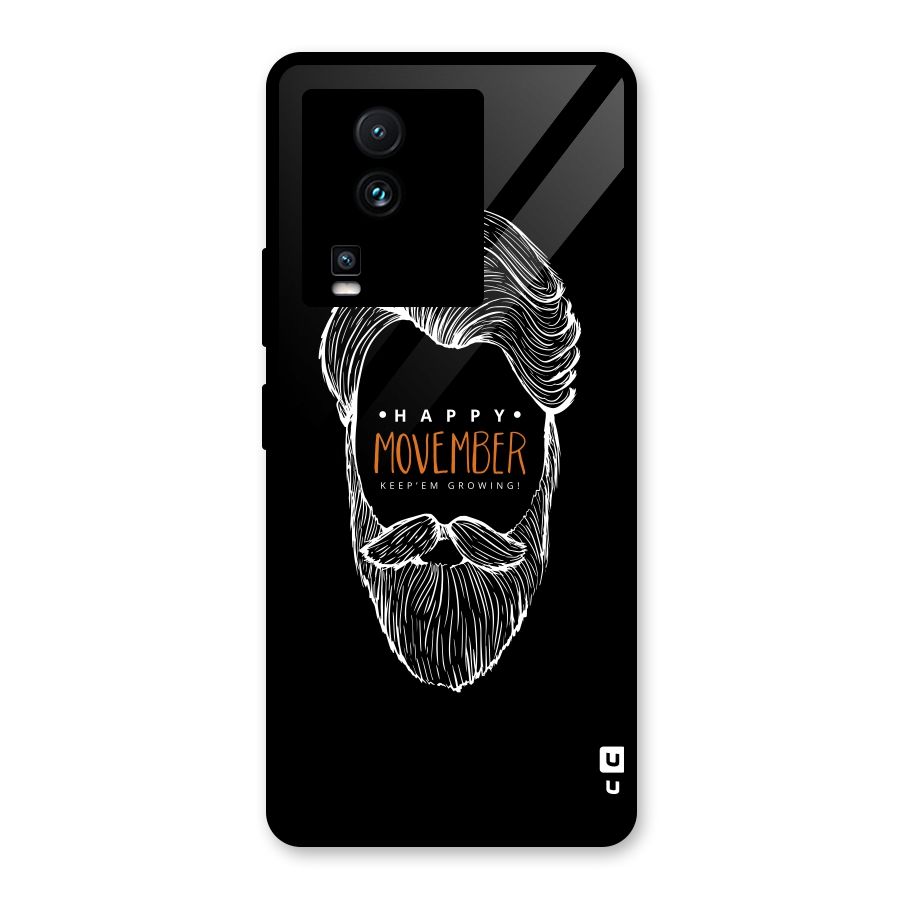 Happy Movember Black Glass Back Case for Vivo iQOO Neo 7