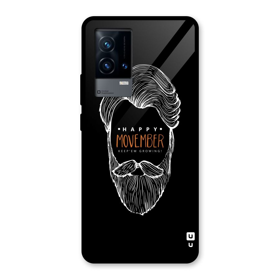 Happy Movember Black Glass Back Case for iQOO 9 5G