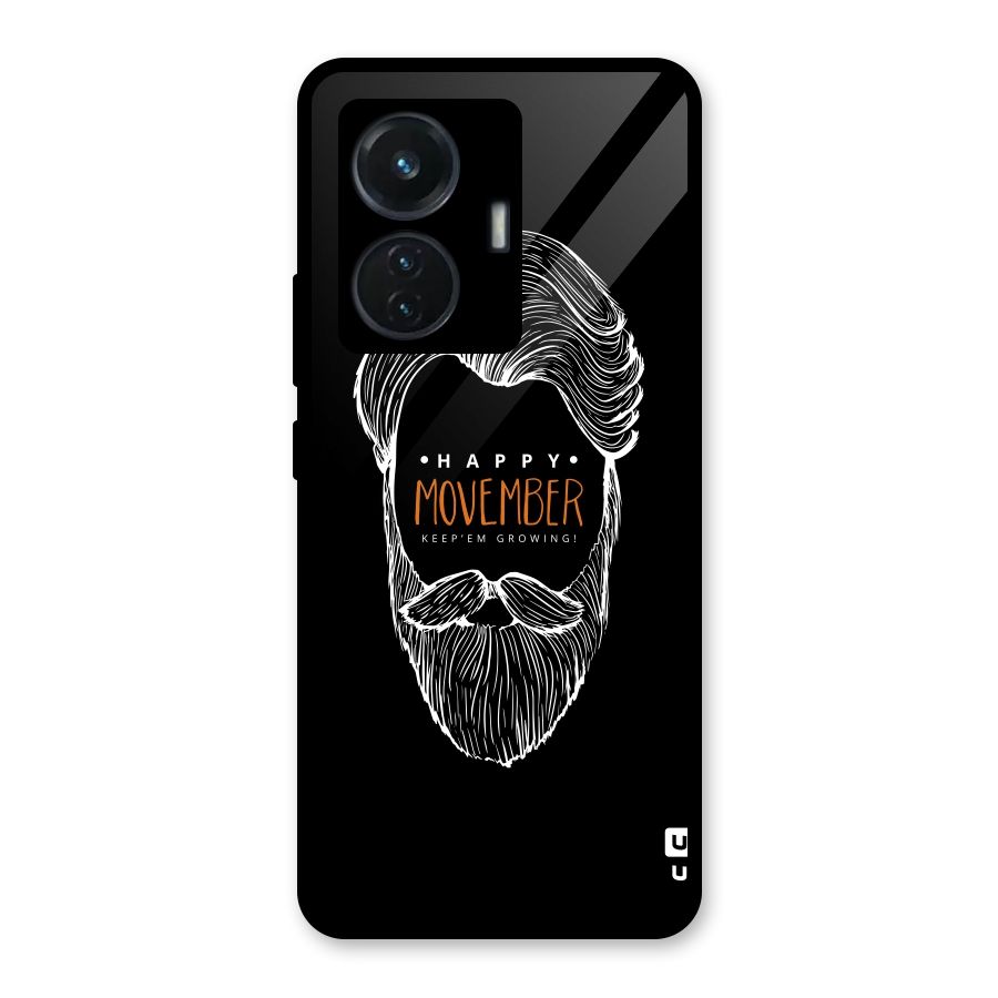 Happy Movember Black Glass Back Case for iQOO Z6 44W