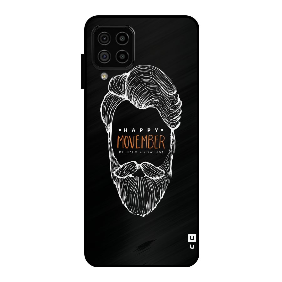 Happy Movember Black Metal Back Case for Galaxy A22 4G