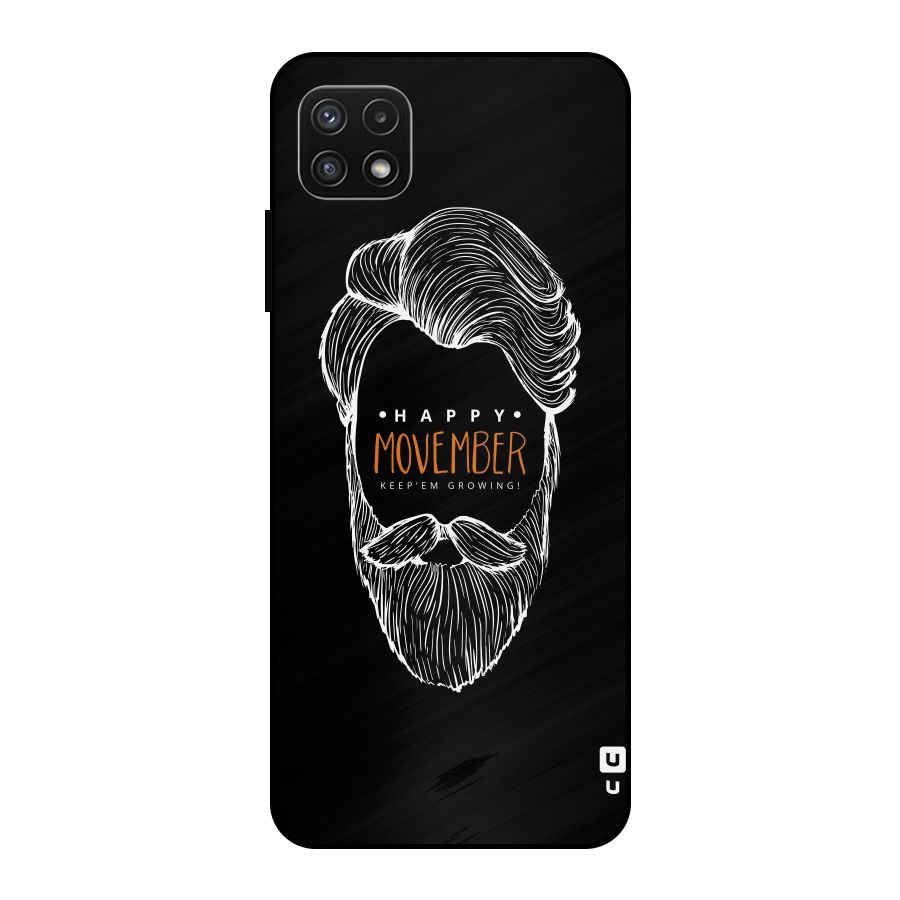 Happy Movember Black Metal Back Case for Galaxy A22 5G