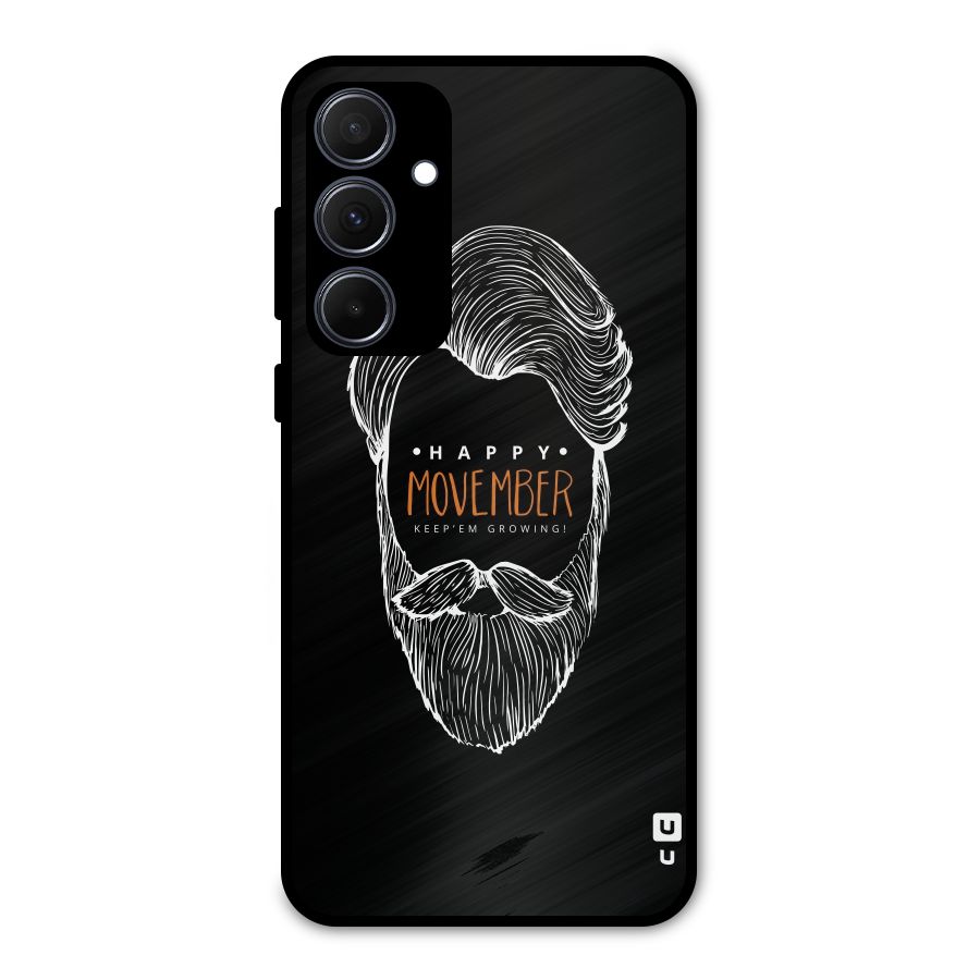 Happy Movember Black Metal Back Case for Galaxy A35