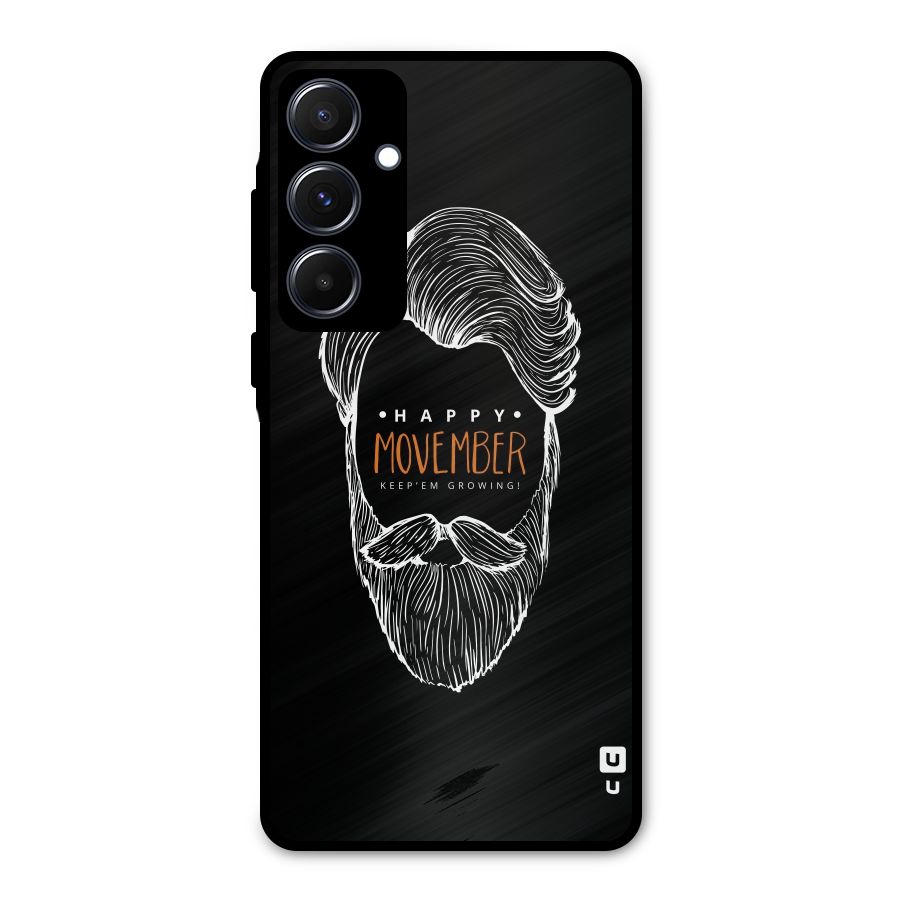 Happy Movember Black Metal Back Case for Galaxy A55