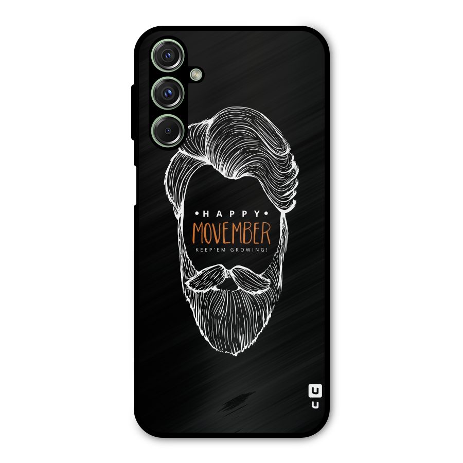 Happy Movember Black Metal Back Case for Galaxy F34