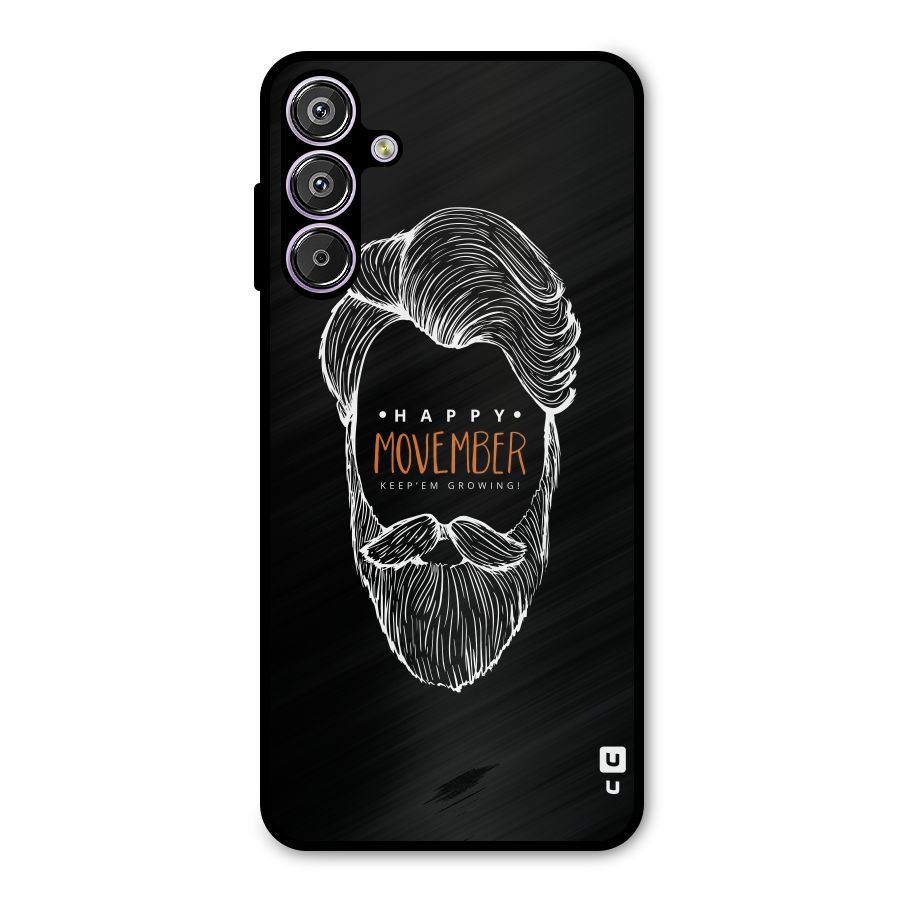 Happy Movember Black Metal Back Case for Galaxy M15