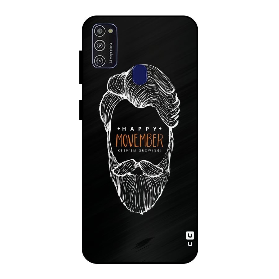 Happy Movember Black Metal Back Case for Galaxy M21